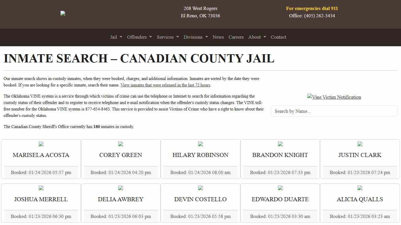 Inmate Search Canadian County Sheriff's Office